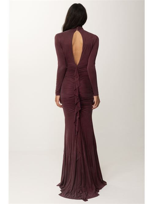 Red carpet dress in draped jersey with necklace ELISABETTA FRANCHI | AB61646E2.CG3